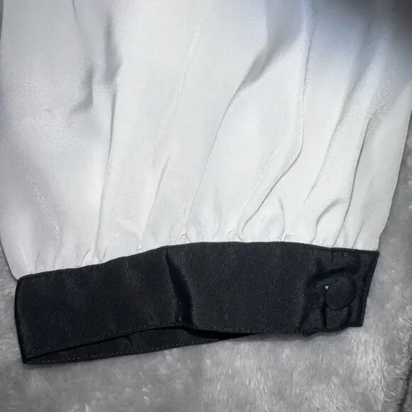 LLOYD WILLIAMS Vintage 90s Womens 36 Satin Ruffle Relax Fit Button Back Blouse - Picture 5 of 9